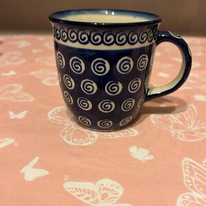 Boleslawiec Blue and White Polka Dot Mug